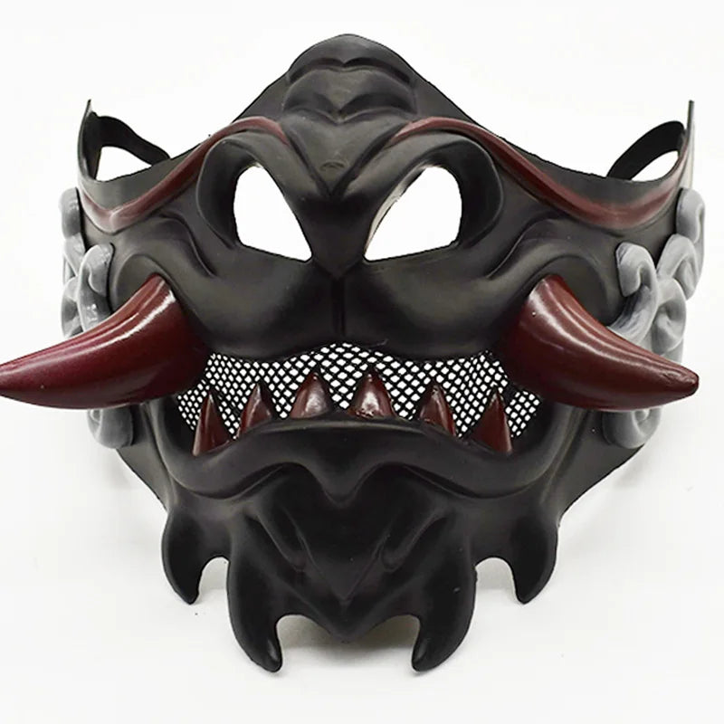 Yokai Mask of the Crimson Grin — Full‑Face Demon Mask